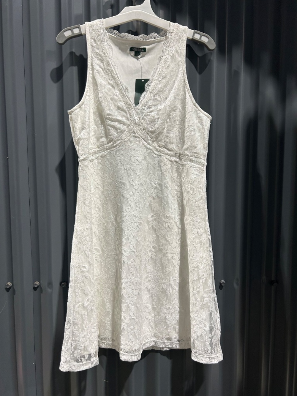 Wild Fable Women's Sleeveless Lace Mini Shift Dress White V-Neck - Picture 4 of 6